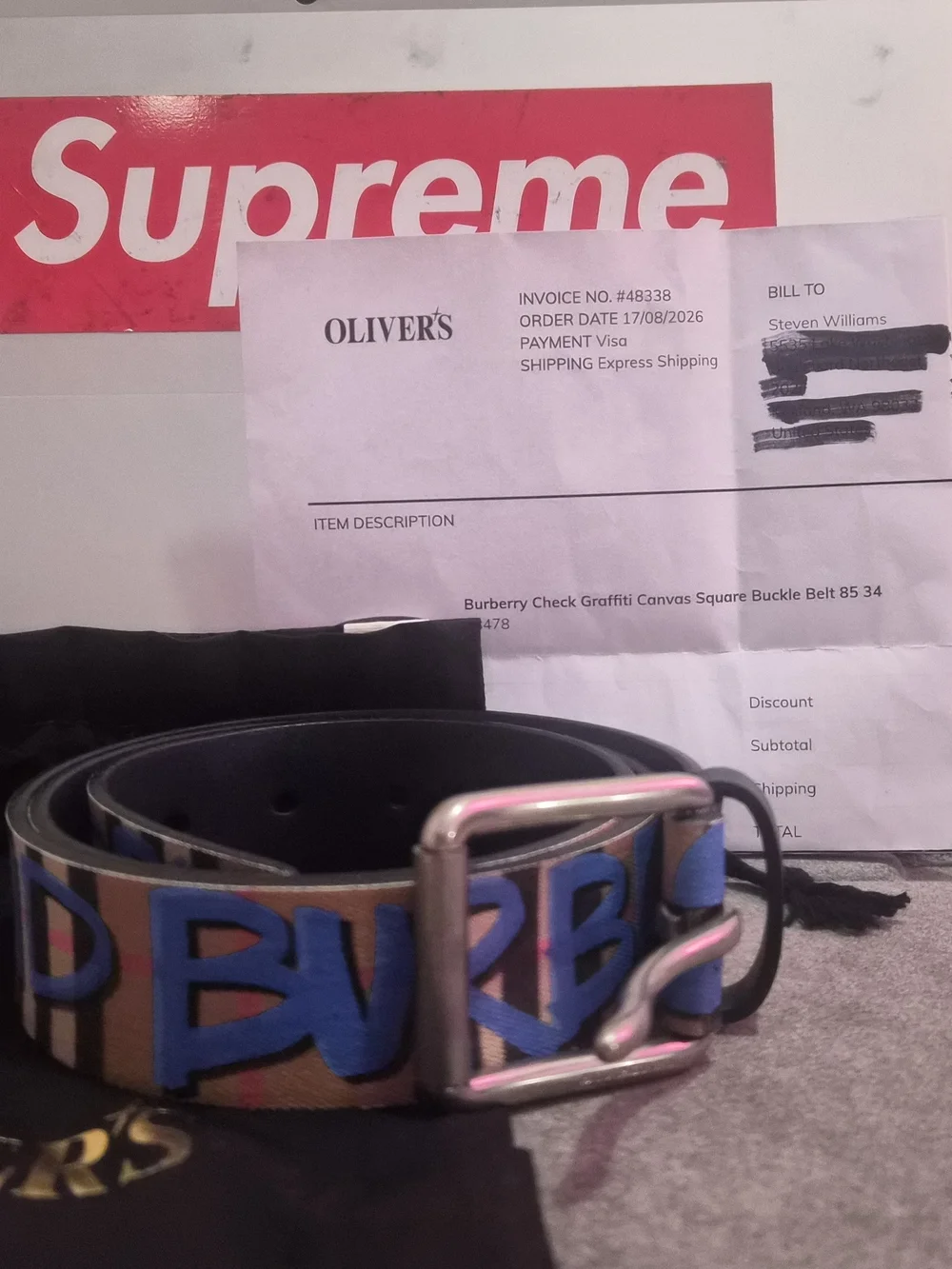 Burberry Graffiti Check Belt FW19